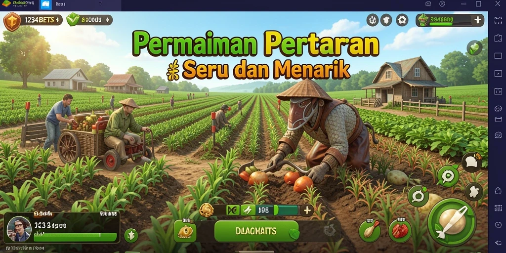 Tampilan screenshot game 1234BETS dengan aktivitas bertani yang menarik.
