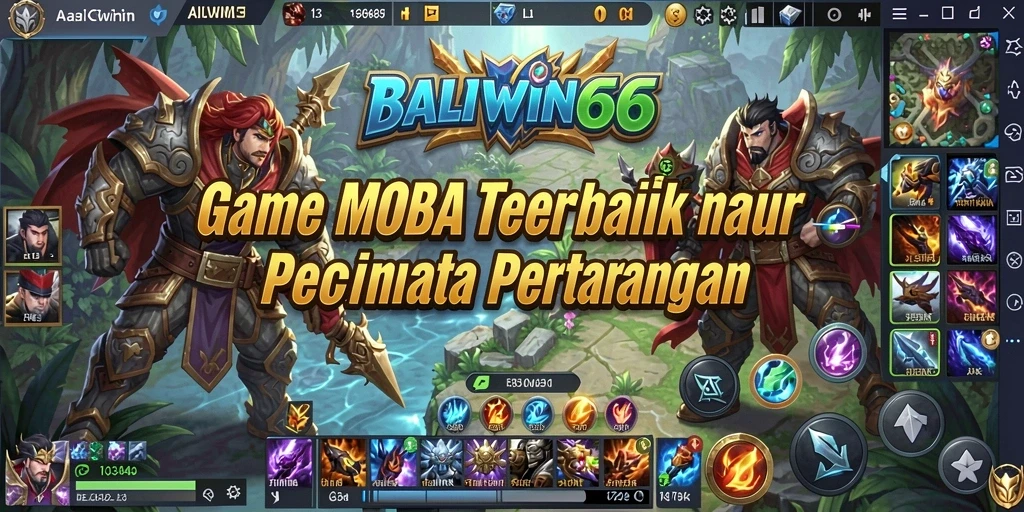 Screenshot gameplay BALIWIN66 dengan pertarungan epik antar hero.