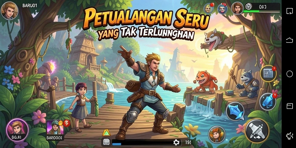 Tampilan gameplay BARU01 yang mendebarkan dalam dunia petualangan.