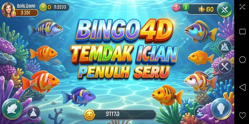 Tangkapan layar BINGO4D menampilkan aksi seru menangkap ikan berwarna-warni.