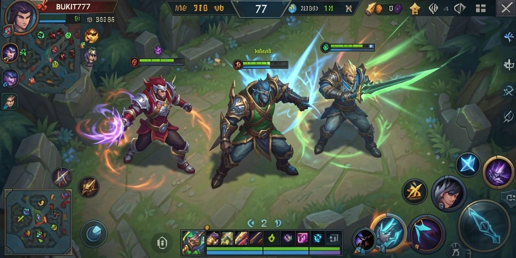 Tampilan gameplay seru dari BUKIT777 yang menampilkan aksi tim.