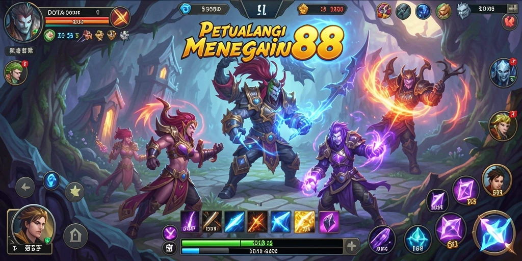 Screenshot gameplay DOTA88 menunjukkan pertarungan mendebarkan di dunia petualangan.
