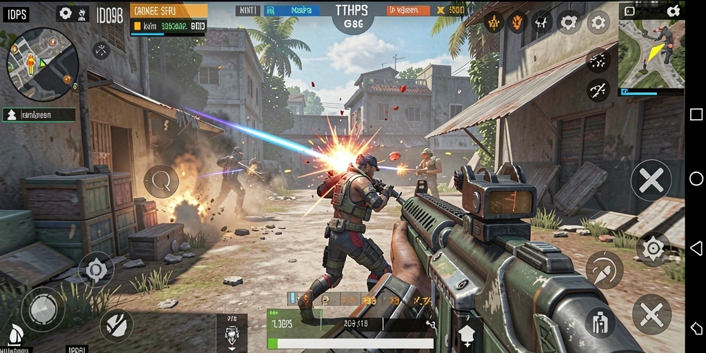 Screenshot gameplay ID098 menampilkan aksi tembak-menembak yang mendebarkan.
