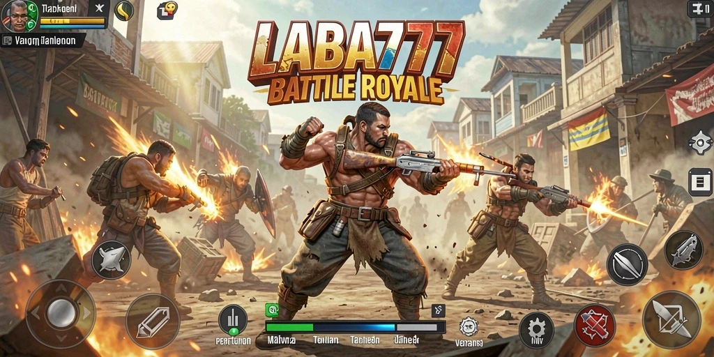 Tangkapan layar menampilkan aksi seru di LABA777 Battle Royale.