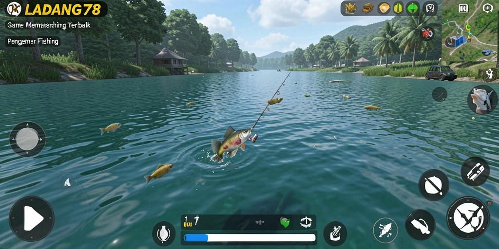 Tampilan menarik dari gameplay memancing di LADANG78.