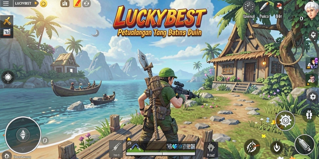 Screenshot gameplay LUCKYBEST menunjukkan keindahan dunia terbuka.
