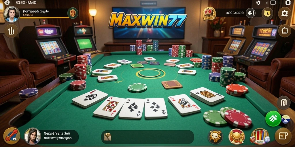 Tampilan gameplay seru pada MAXWIN77 saat bermain Gaple.