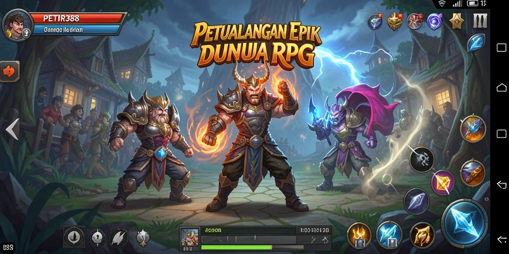 Gambaran utama gameplay RPG yang mendebarkan di PETIR388.
